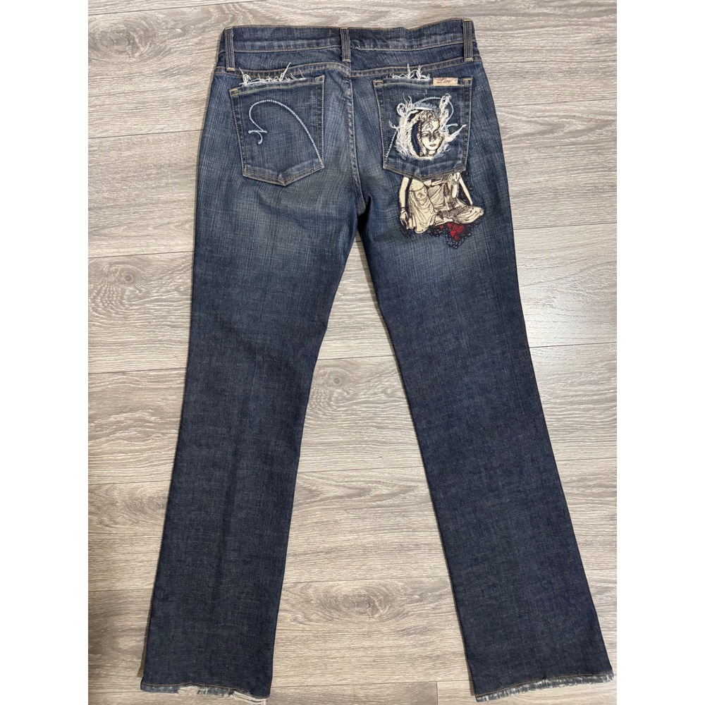 Y2K Live Kristofi 101 Enjoy Life Bootcut Jeans‎ Womens 29x34 Boho Embroidered